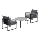 Livsip 3PCS Outdoor Patio Set Grey 70cm Table Cushioned Armchairs