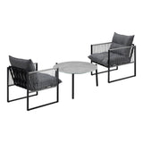 Livsip 3PCS Outdoor Patio Set Grey 70cm Table Cushioned Armchairs