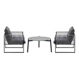 Livsip 3PCS Outdoor Patio Set Grey 70cm Table Cushioned Armchairs