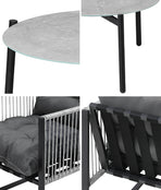 Livsip 3PCS Outdoor Patio Set Grey 70cm Table Cushioned Armchairs, image 6