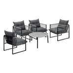Livsip 5PCS Outdoor Patio Set Grey 70cm Table Cushioned Armchairs