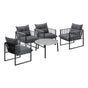 Livsip 5PCS Outdoor Patio Set Grey 70cm Table Cushioned Armchairs