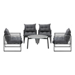Livsip 5PCS Outdoor Patio Set Grey 70cm Table Cushioned Armchairs, image 3