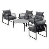 Livsip 5PCS Outdoor Patio Set Grey 70cm Table Cushioned Armchairs - Extra Image