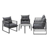 Livsip 5PCS Outdoor Patio Set Grey 70cm Table Cushioned Armchairs
