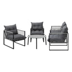 Livsip 5PCS Outdoor Patio Set Grey 70cm Table Cushioned Armchairs, image 4