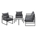 Livsip 5PCS Outdoor Patio Set Grey 70cm Table Cushioned Armchairs - Top-Down View