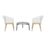 Livsip 3 Piece Outdoor Patio Set 70cm Table Polyester Chair Rope