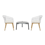 Livsip 3 Piece Outdoor Patio Set 70cm Table Polyester Chair Rope