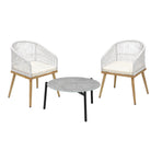 Livsip 3 Piece Outdoor Patio Set 70cm Table Polyester Chair Rope