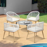 Livsip 5 Piece Outdoor Patio Set 70cm Table Polyester Chair Rope - Front View