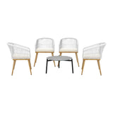 Livsip 5 Piece Outdoor Patio Set 70cm Table Polyester Chair Rope - Rear View