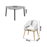 Livsip 5 Piece Outdoor Patio Set 70cm Table Polyester Chair Rope - Top-Down View