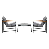 Livsip 3PC Outdoor Patio Set 70CM Round Table with 2 Armchairs
