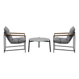 Livsip 3PC Outdoor Patio Set 70CM Round Table with 2 Armchairs - Rear View