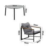 Livsip 3PC Outdoor Patio Set 70CM Round Table with 2 Armchairs - Close-Up Angle