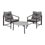 Livsip 3PC Outdoor Patio Set 70CM Round Table with 2 Armchairs - Top-Down View