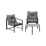 Livsip 3PC Outdoor Patio Set 70CM Round Table with 2 Armchairs - Side View
