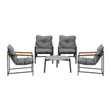 Livsip 4 Seater Outdoor Patio Set 70CM Round Grey Marble Table