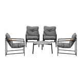 Livsip 4 Seater Outdoor Patio Set 70CM Round Grey Marble Table - Close-Up Angle