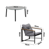 Livsip 4 Seater Outdoor Patio Set 70CM Round Grey Marble Table