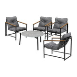 Livsip 4 Seater Outdoor Patio Set 70CM Round Grey Marble Table