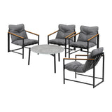 Livsip 4 Seater Outdoor Patio Set 70CM Round Grey Marble Table - Rear View