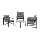 Livsip 4 Seater Outdoor Patio Set 70CM Round Grey Marble Table