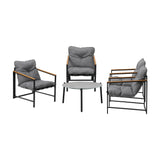 Livsip 4 Seater Outdoor Patio Set 70CM Round Grey Marble Table - 45-Degree Angle