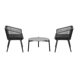 Livsip 3 Piece Outdoor Patio Set 70cm Table Polyester rope