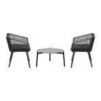 Livsip 3 Piece Outdoor Patio Set 70cm Table Polyester rope