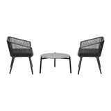 Livsip 3 Piece Outdoor Patio Set 70cm Table Polyester rope - Front View