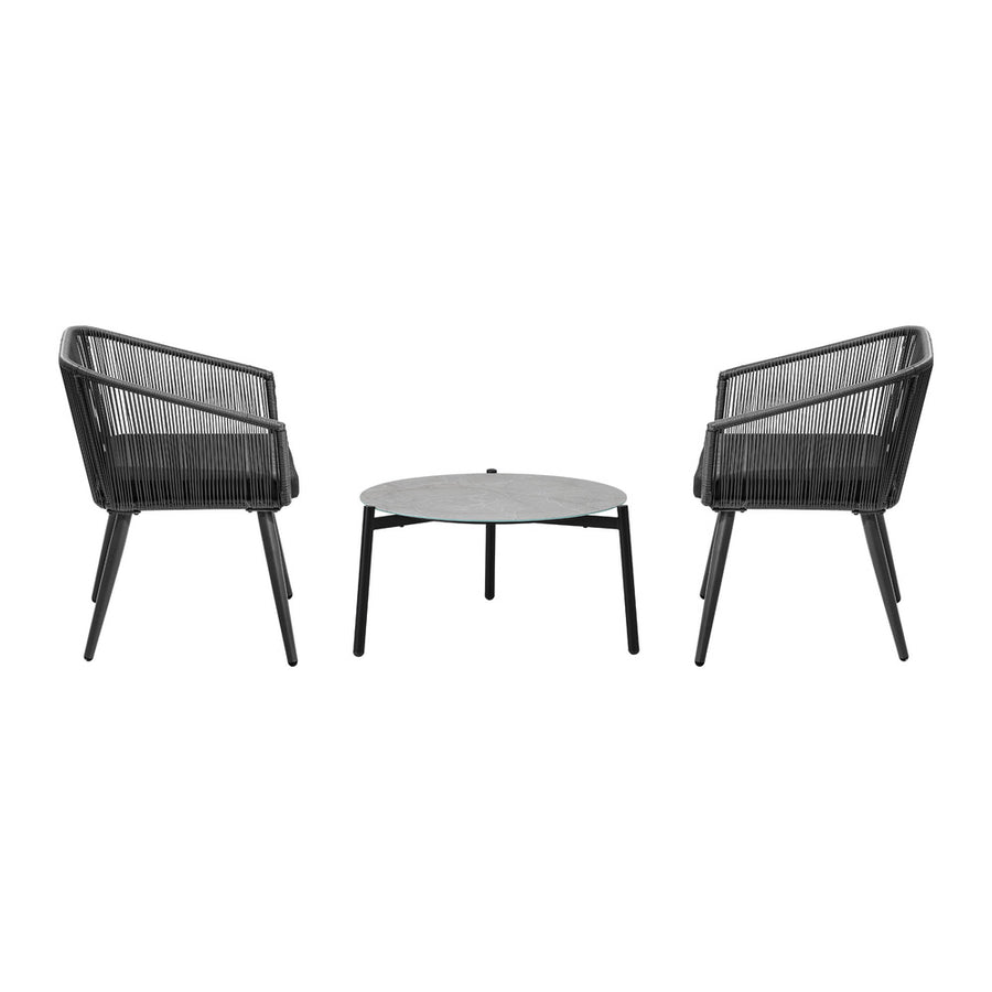 Livsip 3 Piece Outdoor Patio Set 70cm Table Polyester rope
