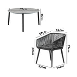 Livsip 3 Piece Outdoor Patio Set 70cm Table Polyester rope - Close-Up Angle