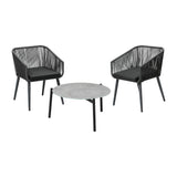 Livsip 3 Piece Outdoor Patio Set 70cm Table Polyester rope - Rear View