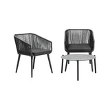 Livsip 3 Piece Outdoor Patio Set 70cm Table Polyester rope - 45-Degree Angle
