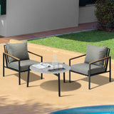Livsip 3PCS Outdoor Lounge Set Grey 70cm Coffee Table Chairs