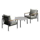 Livsip 3PCS Outdoor Lounge Set Grey 70cm Coffee Table Chairs