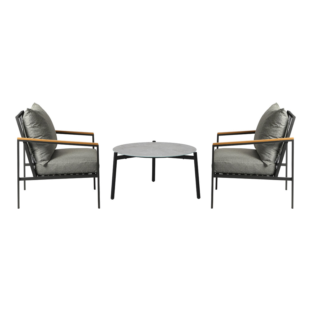 Livsip 3PCS Outdoor Lounge Set Grey 70cm Coffee Table Chairs