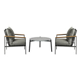 Livsip 3PCS Outdoor Lounge Set Grey 70cm Coffee Table Chairs