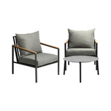 Livsip 3PCS Outdoor Lounge Set Grey 70cm Coffee Table Chairs - Close-Up Angle