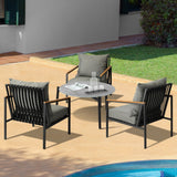 Livsip 4PCS Outdoor Lounge Set Grey 70cm Coffee Table with Chairs