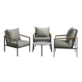 Livsip 4PCS Outdoor Lounge Set Grey 70cm Coffee Table with Chairs - Top-Down View