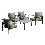 Livsip Outdoor Lounge Set Coffee Grey 70cm Table Chairs 5PCS