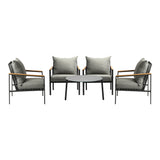 Livsip Outdoor Lounge Set Coffee Grey 70cm Table Chairs 5PCS - Side View