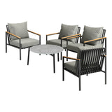 Livsip Outdoor Lounge Set Coffee Grey 70cm Table Chairs 5PCS - Rear View