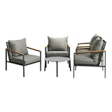 Livsip Outdoor Lounge Set Coffee Grey 70cm Table Chairs 5PCS - Front View