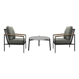 Livsip 3PC Outdoor Patio Lounge Set 70cm Coffee Table Sofa Chairs