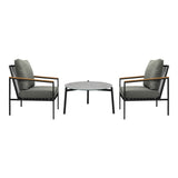 Livsip 3PC Outdoor Patio Lounge Set 70cm Coffee Table Sofa Chairs - Front View