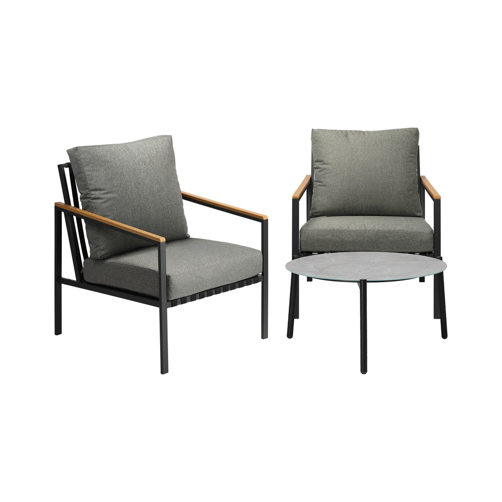 Livsip 3PC Outdoor Patio Lounge Set 70cm Coffee Table Sofa Chairs